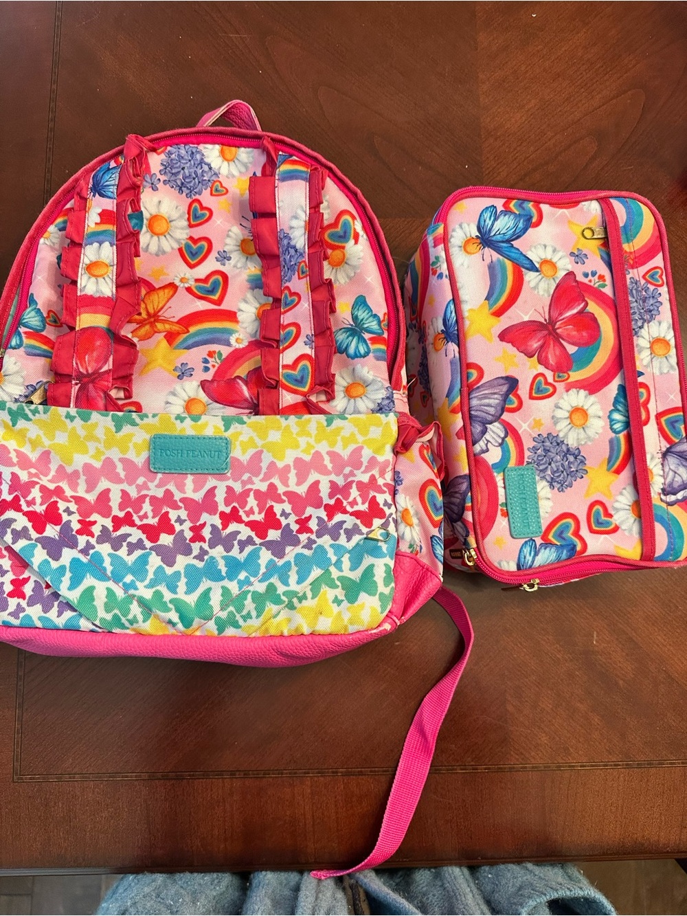 Posh Peanut Raina Rainbow & Butterfly Kids Backpack & Lunchbox